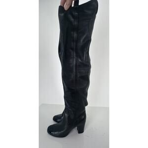 ⭐️ Chanel Black Leather Cap Toe Over The Knee Boots Sz 37 / 7